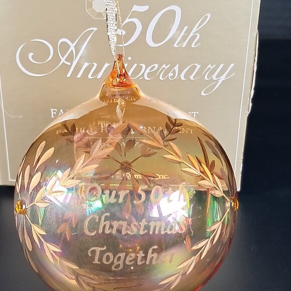 Gold 50th Anniversary Family Tree Christmas Ornament Personalized by Roman Inc - Picture 1 of 10